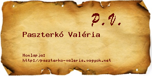Paszterkó Valéria névjegykártya